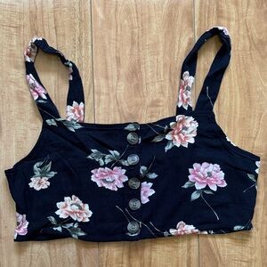American Eagle Floral Black Crop Top